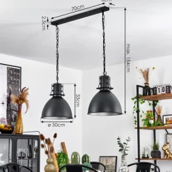 Suspension Tallaa Noir, 2 lumières