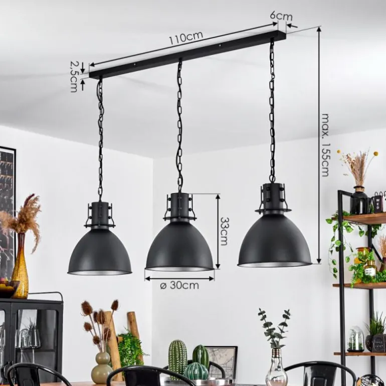 Suspension Tallaa Noir, 3 lumières