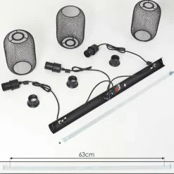 Suspension Tambo Noir, 3 lumières