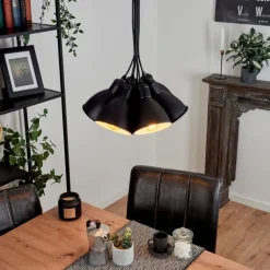 Suspension Timola Noir, 7 lumières