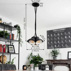 Suspension Timola Noir, 7 lumières