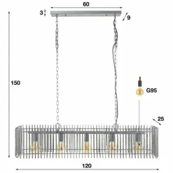 Suspension Trax Anthracite, 5 lumières