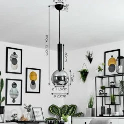 Suspension Trezeste Noir, 1 lumière