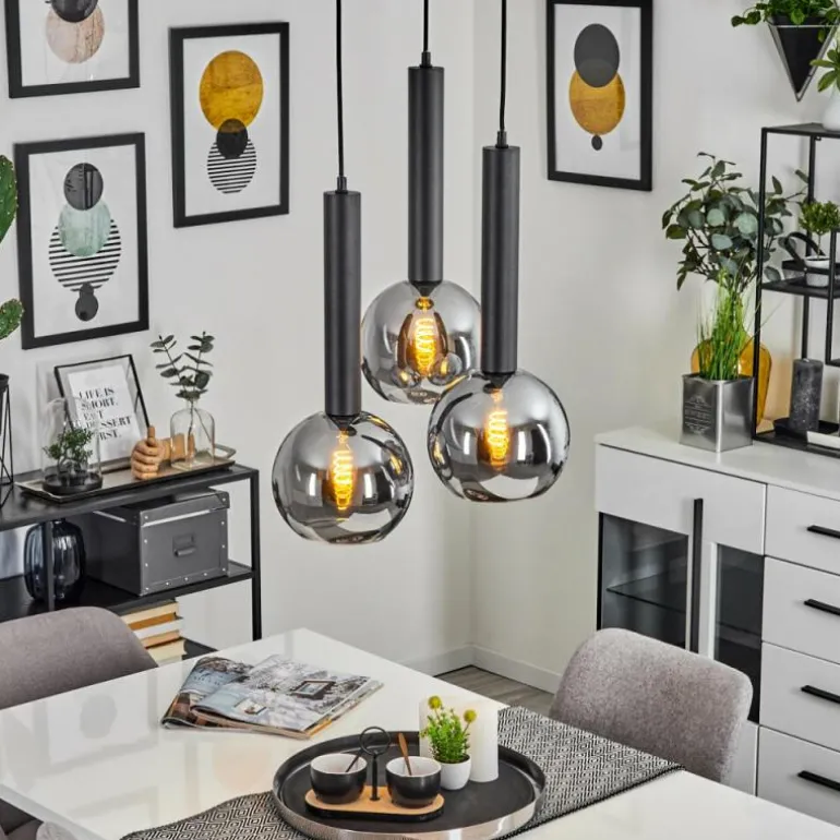 Suspension Trezeste Noir, 3 lumières