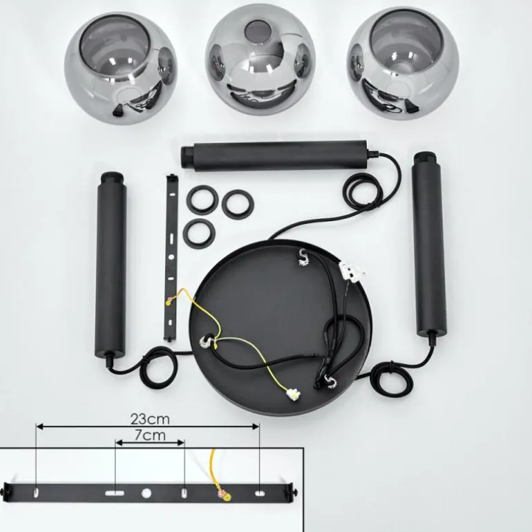 Suspension Trezeste Noir, 3 lumières