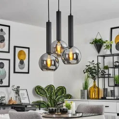 Suspension Trezeste Noir, 3 lumières