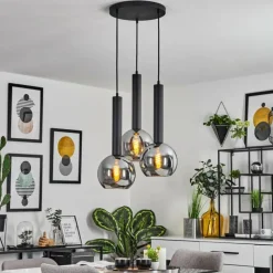 Suspension Trezeste Noir, 3 lumières