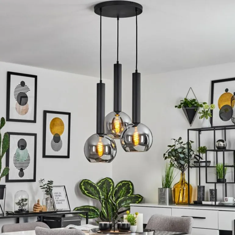 Suspension Trezeste Noir, 3 lumières