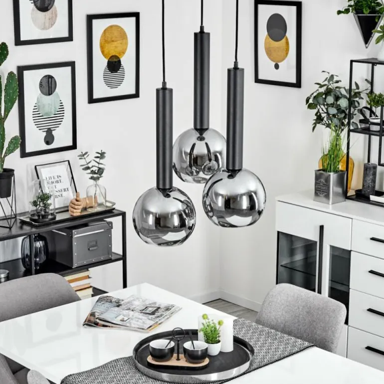 Suspension Trezeste Noir, 3 lumières