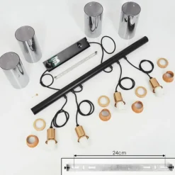 Suspension Vaurois Laiton, Noir, 4 lumières