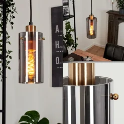 Suspension Vaurois Laiton, Noir, 1 lumière