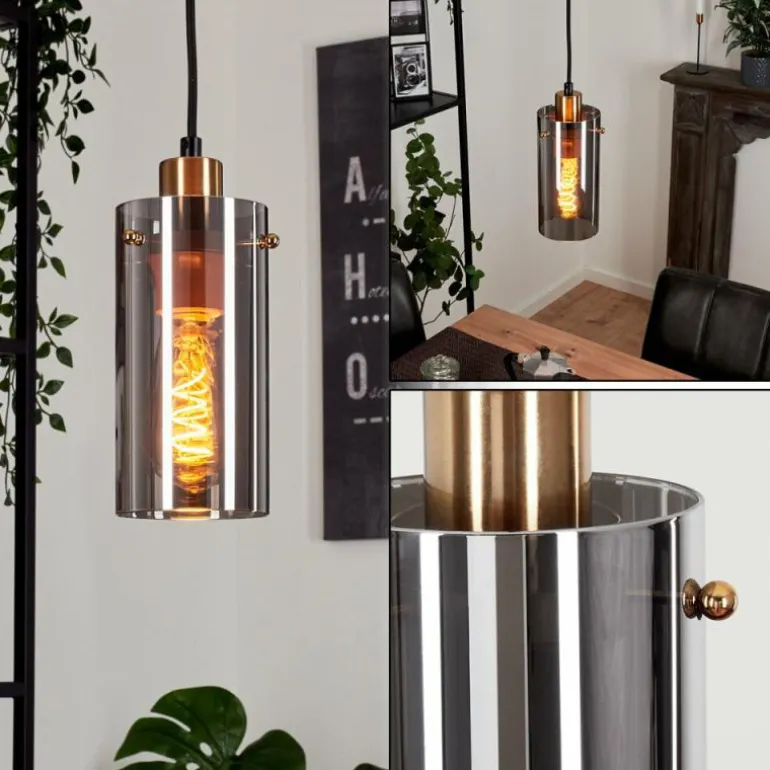 Suspension Vaurois Laiton, Noir, 1 lumière