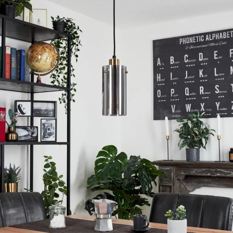 Suspension Vaurois Laiton, Noir, 1 lumière