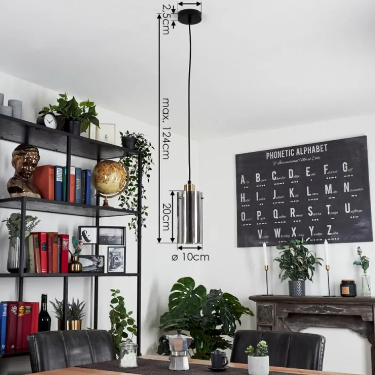 Suspension Vaurois Laiton, Noir, 1 lumière