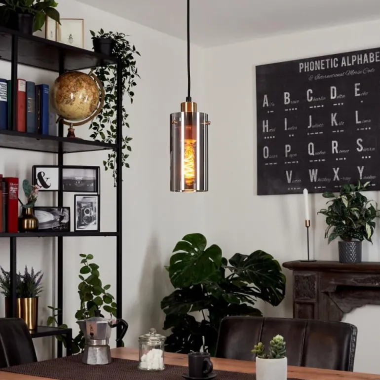 Suspension Vaurois Laiton, Noir, 1 lumière