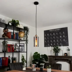 Suspension Vaurois Laiton, Noir, 1 lumière