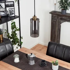 Suspension Vaurois Laiton, Noir, 1 lumière