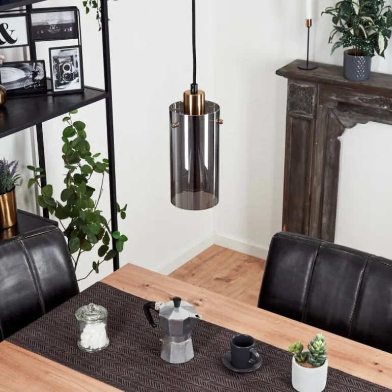 Suspension Vaurois Laiton, Noir, 1 lumière