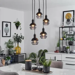 Suspension Ventosa Fumé, Noir, 5 lumières