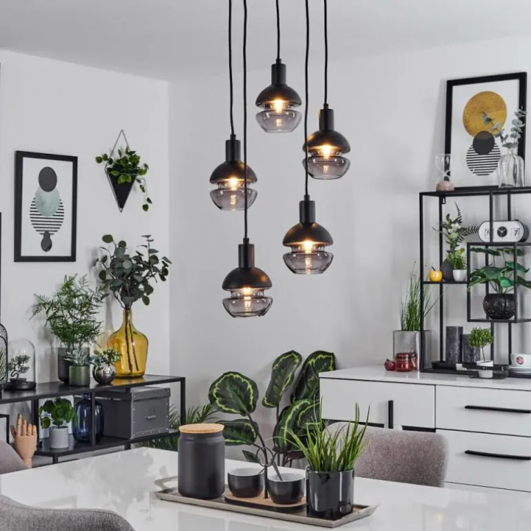 Suspension Ventosa Fumé, Noir, 5 lumières