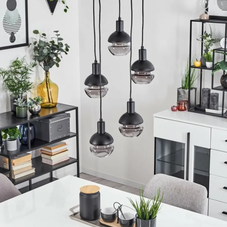 Suspension Ventosa Fumé, Noir, 5 lumières