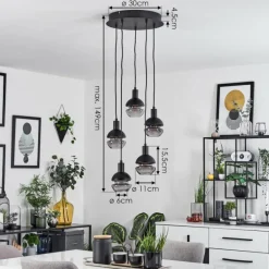 Suspension Ventosa Fumé, Noir, 5 lumières