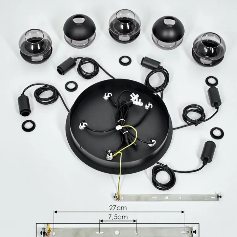 Suspension Ventosa Fumé, Noir, 5 lumières