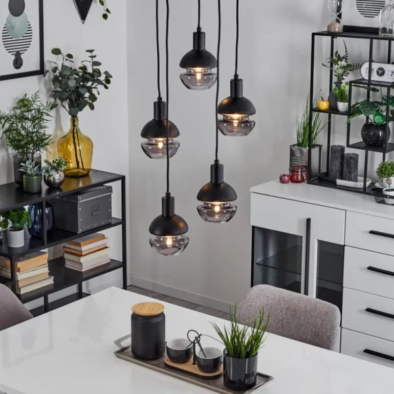 Suspension Ventosa Fumé, Noir, 5 lumières