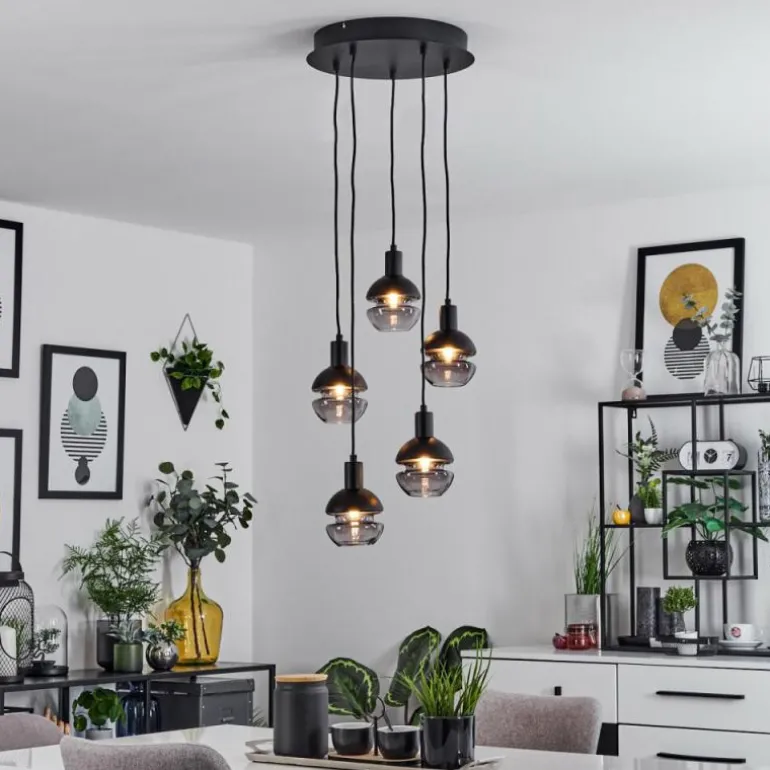 Suspension Ventosa Fumé, Noir, 5 lumières