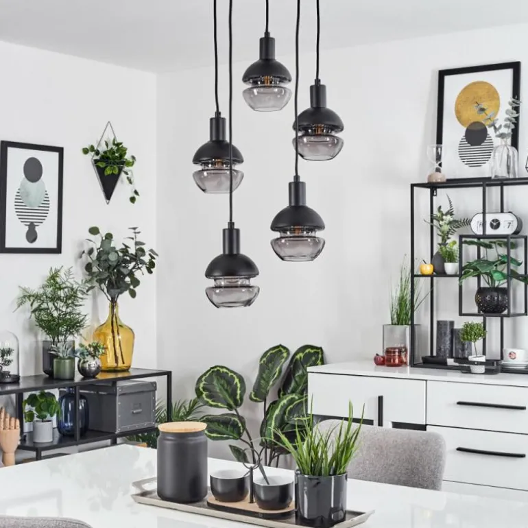 Suspension Ventosa Fumé, Noir, 5 lumières