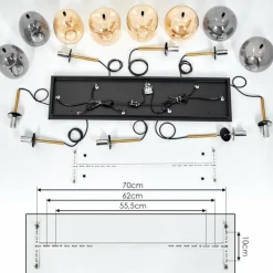 Suspension Verbania Laiton, Noir, 8 lumières