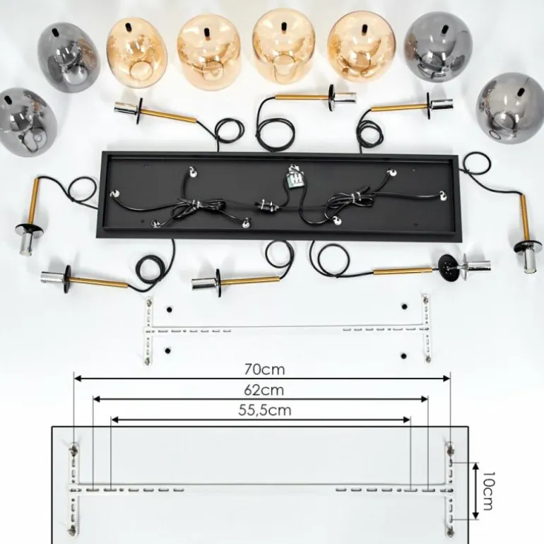 Suspension Verbania Laiton, Noir, 8 lumières