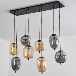 Suspension Verbania Laiton, Noir, 8 lumières