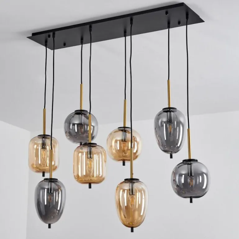 Suspension Verbania Laiton, Noir, 8 lumières