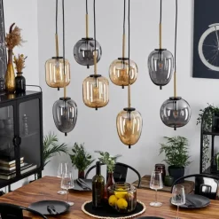 Suspension Verbania Laiton, Noir, 8 lumières