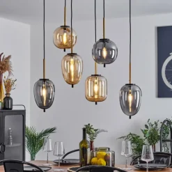 Suspension Verbania Laiton, Noir, 6 lumières