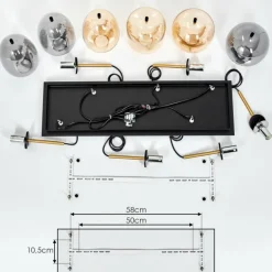 Suspension Verbania Laiton, Noir, 6 lumières