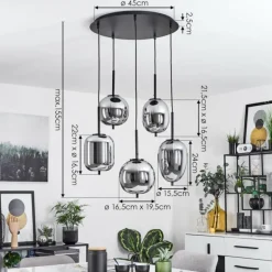 Suspension Verbania Noir, 5 lumières