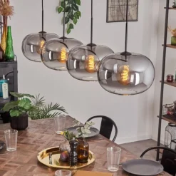 Suspension - Verre 30 cm Apedo Clair, Fumé, 4 lumières