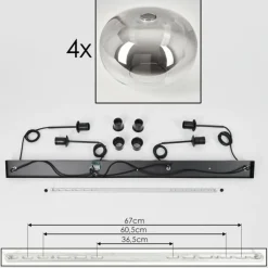 Suspension - Verre 30 cm Apedo Clair, Fumé, 4 lumières