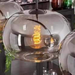 Suspension - Verre 30 cm Apedo Clair, Fumé, 4 lumières