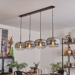 Suspension - Verre 30 cm Apedo Clair, Fumé, 4 lumières