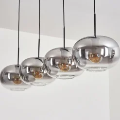 Suspension - Verre 30 cm Apedo Clair, Fumé, 4 lumières