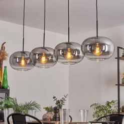 Suspension - Verre 30 cm Apedo Clair, Fumé, 4 lumières