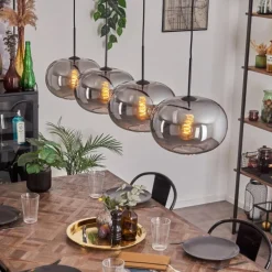 Suspension - Verre 30 cm Apedo Fumé, 4 lumières
