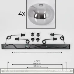 Suspension - Verre 30 cm Apedo Fumé, 4 lumières
