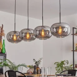 Suspension - Verre 30 cm Apedo Fumé, 4 lumières