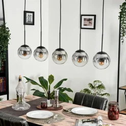 Suspension - Verre 15 cm Gastor Clair, Fumé, 5 lumières