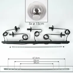 Suspension - Verre 15 cm Gastor Clair, Fumé, 5 lumières