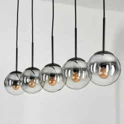 Suspension - Verre 15 cm Gastor Clair, Fumé, 5 lumières